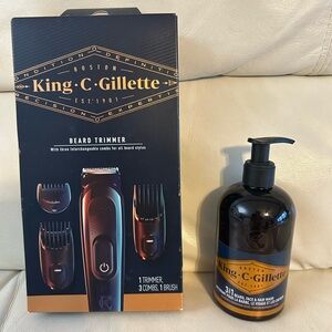 Gillette King C Beard Trimmer Set with 3 Interchangeable Combs PLUS beard wash